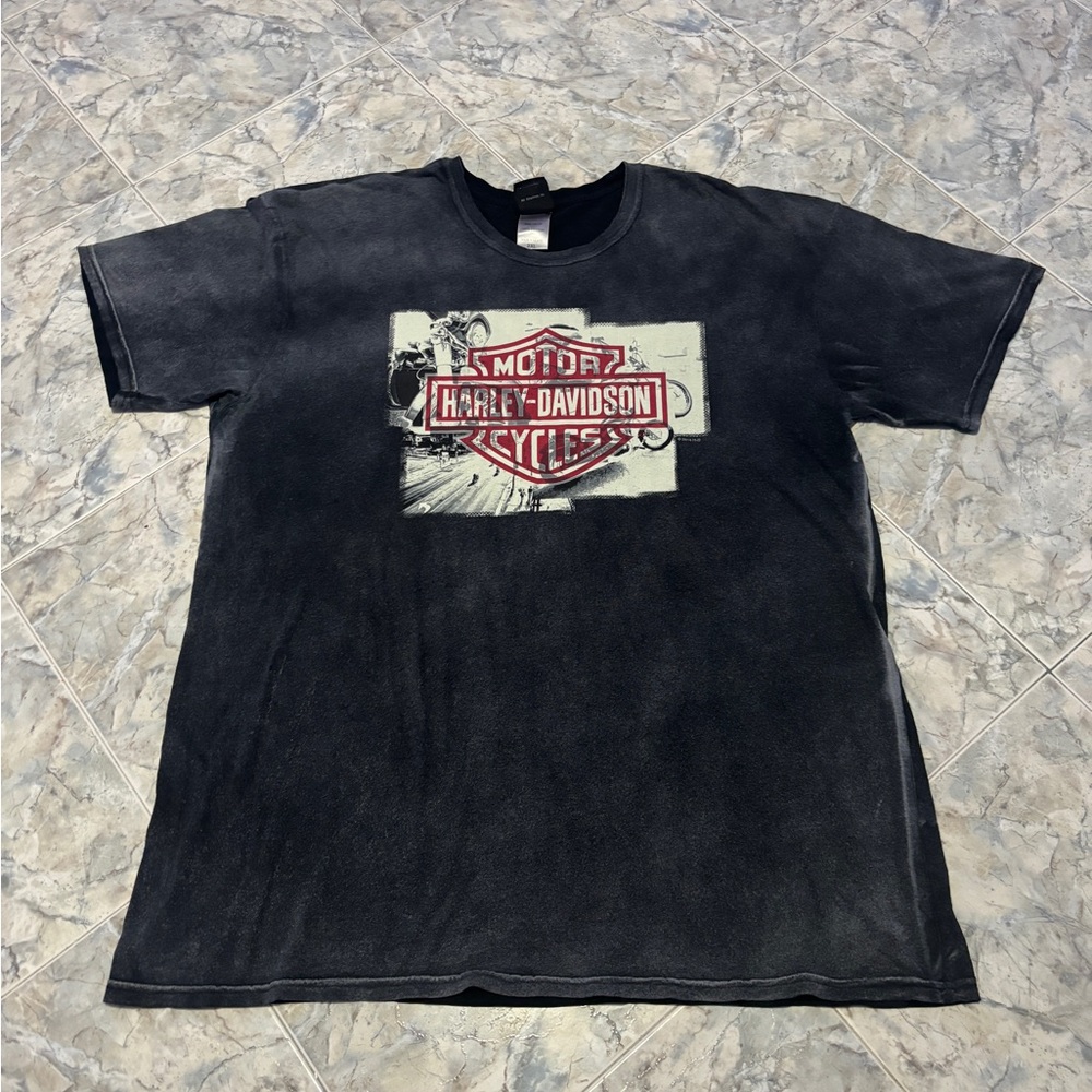 Harley-Davidson Black Short Sleeve Tee with Red Logo Patch